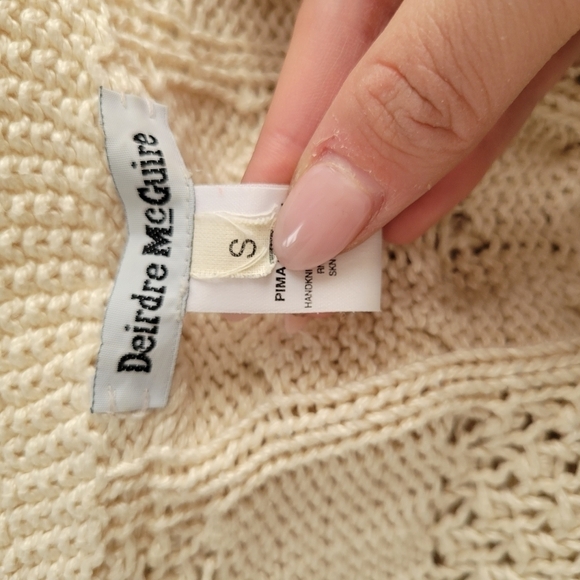 Deirdre McGuire Pima Cotton Bouncle Knit Long cream Cardigan - Picture 8 of 9